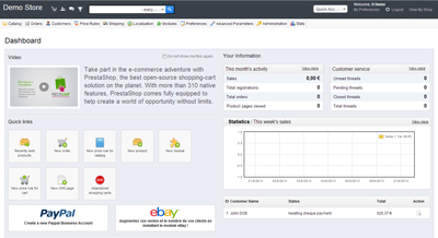 Interentový obchod eshop Prestashop administrace